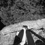 Long way down with arm.