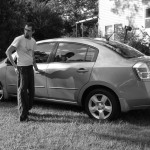 With Little Peddler's new car.