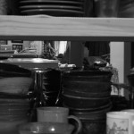 Hiding amongst the dishes.