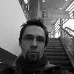 On an escalator.