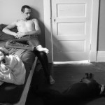 I was naked to the waist with my fierce black hound.