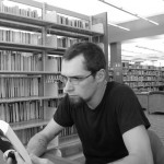 Reading at the public library.
