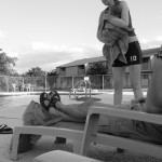 Poolside with Pancake Land and Baby Ezra.