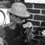 Stopping to smell the roses.
