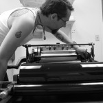 Working on the Vandercook.