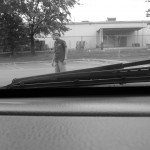 Outside of Teacher Sis's car.