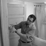 Caulking in the bathroom.