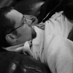 Sitting on the couch with Cash.