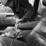 Putting stuff in the car.