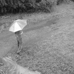 Walking in the rain.