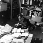 Sorting receipts.