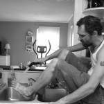 Washing my feet.