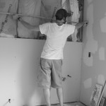 Measuring for the drywall.
