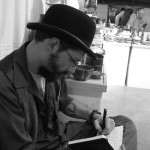 Making notes.