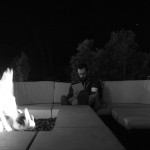 Reading by the fire.